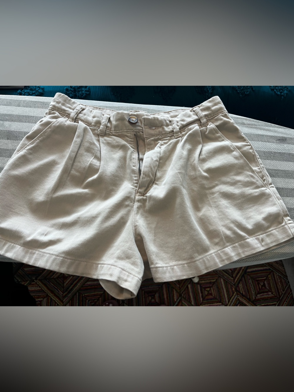 Free People Khaki High-Waist Cotton Shorts